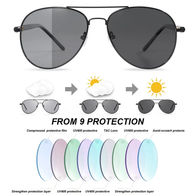 Men's Photochromic Polarized Sunglasses Transition Lens Driving Glasses Eyewear 2