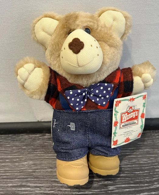 Vintage Wendy’s Furskins Bear 1986 Plaid Overalls
