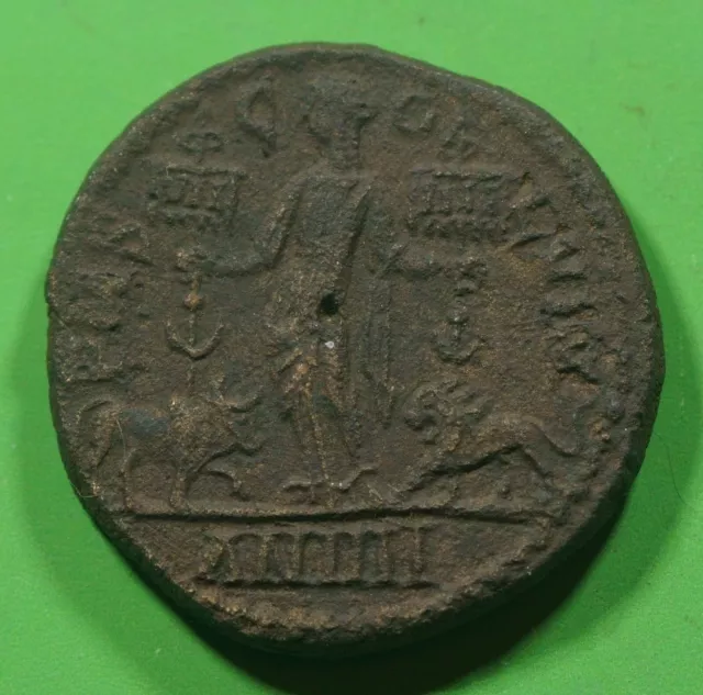 Roman Provincial ae24 Bronze Coin Gordian III VEXILLA & LION & BULL Viminacium 3