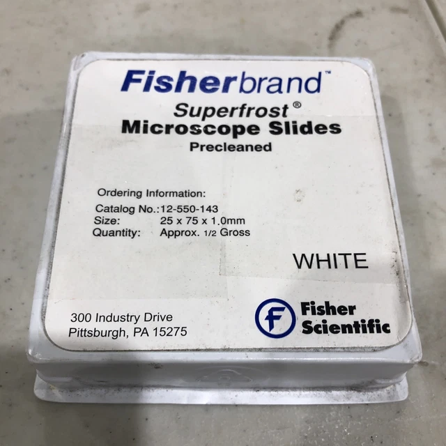 72 Pk Fisherbrand Superfrost Microscope Slides White 25"x75" x 1mm 12-550-14 P2