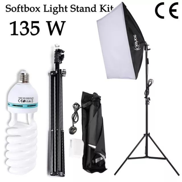 135W Continuous Lighting Softbox Photography Studio Soft Box Light Stand Kit Set