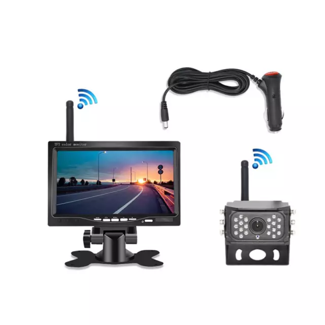 7" Monitor Wireless Backup Rear View Camera System Night Vision For RV Truck Bus