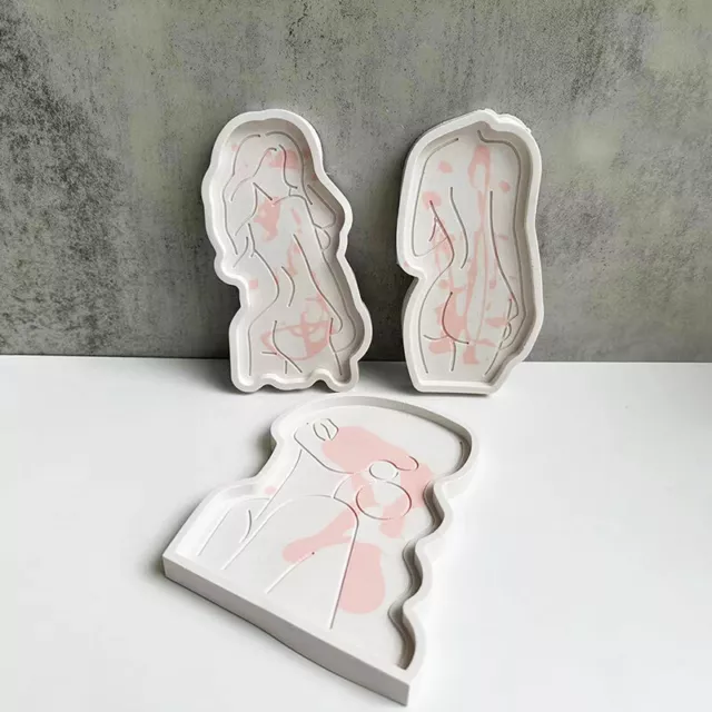 Lady Body bandeja molde de silicona resina epoxi modelo arte taza abstracta plato plato P2