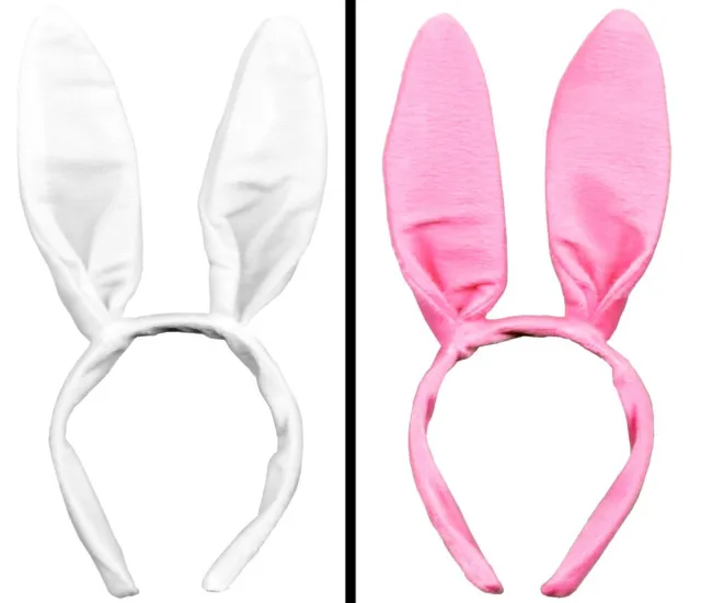 CERCHIETTO ORECCHIE DA CONIGLIO BIANCHE ROSA rabbit bunny ear head hairband