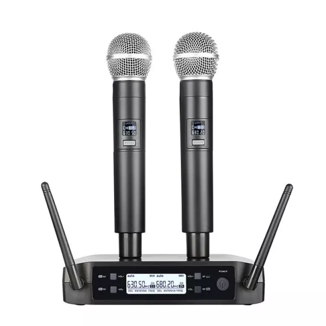 Wireless Professional Microphone Mic System UHF 2 Channel Dual Handheld Karaoke