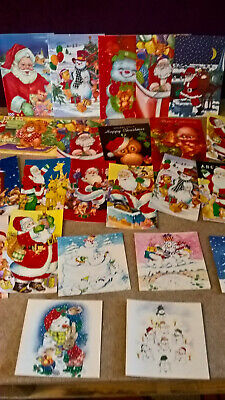 10x  Vintage Christmas Cards with traditional greetings;- Childrens collection