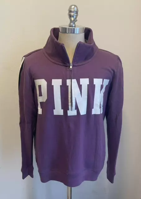 Victorias Secret PINK Purple Half Zip Pullover Fleece Shirt Large L