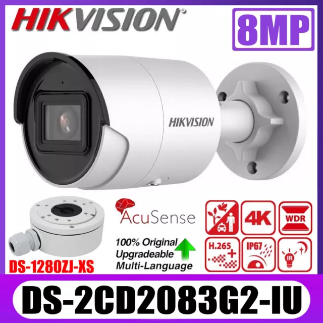 Hikvision DS-2CD2083G2-IU 8MP AcuSense PoE Built-in Mic IP Camera + DS-1280ZJ-XS