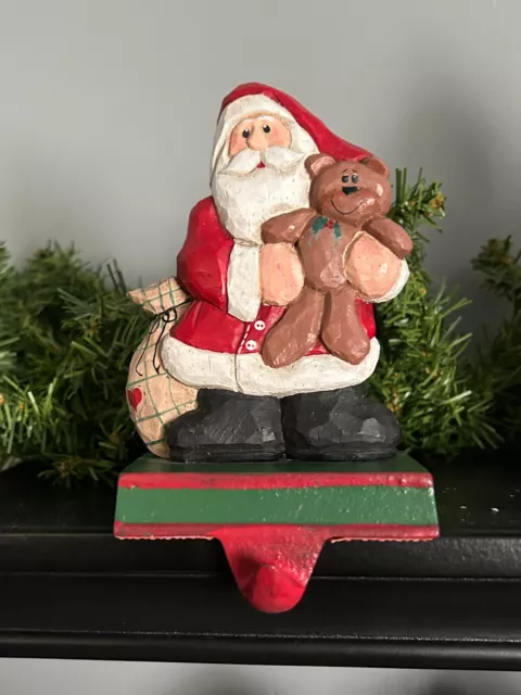 Eddie Walker Stocking Holder, Santa with Teddy Bear, Vintage, Perfect Condition