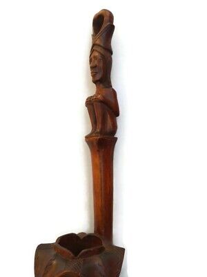 Vintage Carved Wood Igorot Wooden Philippines Figure Offering Bowl 19" 3
