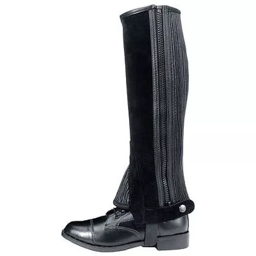 TALLY HO Black Leather Gaiters tuffa suede half chaps showing gaiters  XS  B532