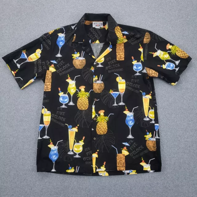 vtg Pacific Legends Hawaiian Shirt Large Short Sleeve Tiki Bar Cocktails  Mens