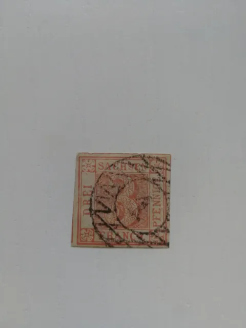Briefmarke Altdeutschland Sachsendreier, gestempelt