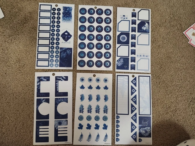 Dark Blue Floral Flower Planner Stickers Leaves Nature To Do Chores Organization