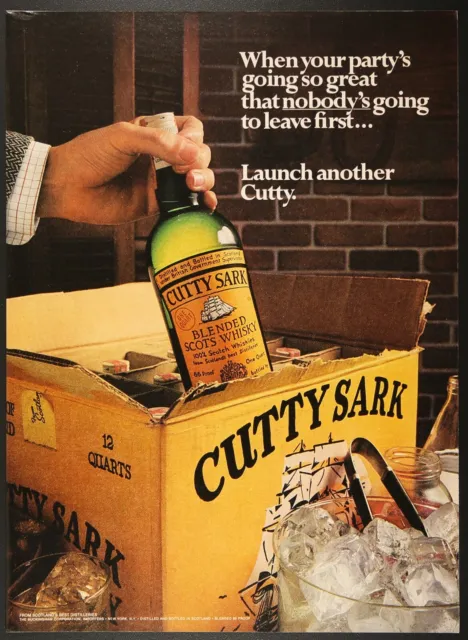 Cutty Sark Scotch Whisky Scotland Case Liquor Bottles Vintage Print Ad 1974