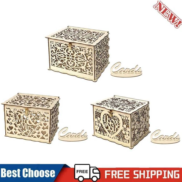 Hágalo usted mismo Contenedor para Tarjetas Creativo Caja de Madera Reutilizable Simple para Fiesta de Cumpleaños