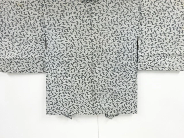 42588# Japanese Kimono / Antique Haori / Meisen / Woven Geometric