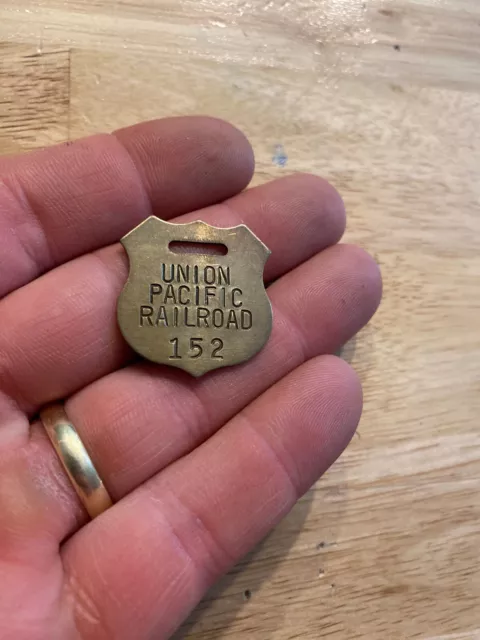 Union Pacific Property Tag Metal Patina Railroad Collector Truck Keychain Car