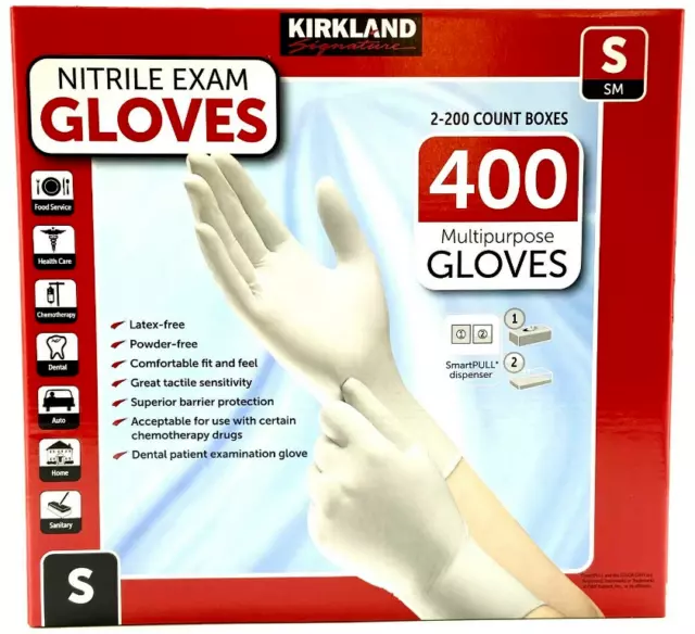 Kirkland Signature Guantes de Nitrilo 400 Unidades TALLA S