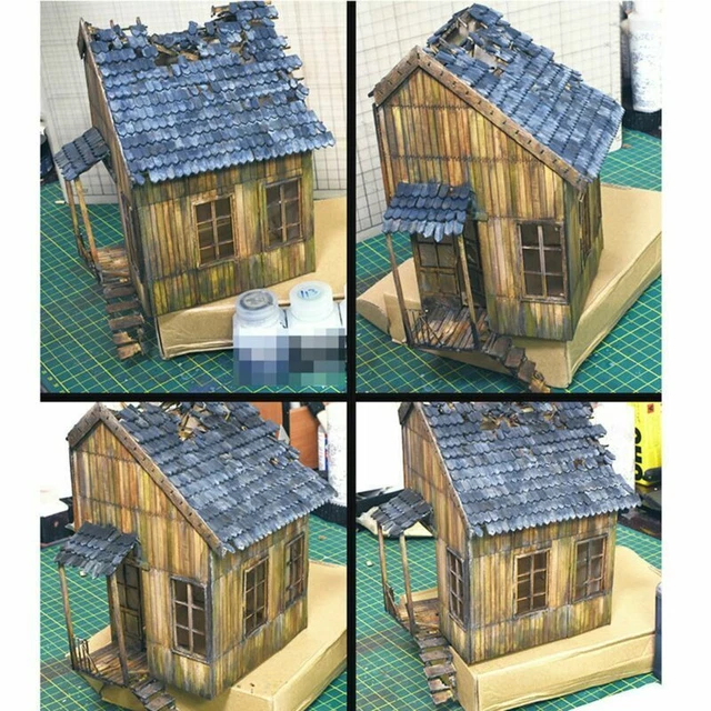 1/35 SCALE DIORAMAS Ruins Wood House Kits Military Sand Table Mode