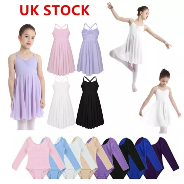 UK Toddler Girls Ballet Dance Dress Kids Stretchy Leotards Gymnastics Dancewear