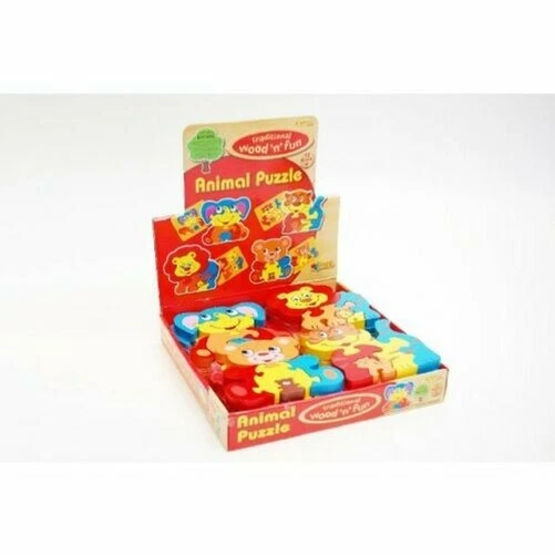 Children's Kids Wooden Zoo Shape Puzzle Jigsaw Elephant Tiger Lion Bear & Babies