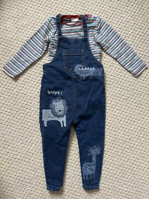 Next Boys’ Dungarees And Long Sleeved Vest Set 18-24 Months
