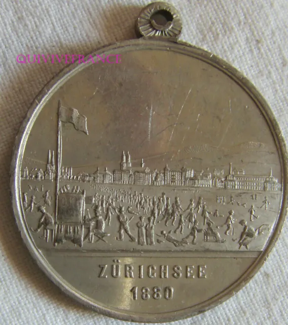 MED12132 - Medaille Zur Erinnerung Jahr Die Eisbahn auf Dem Zürichsee Swiss 1880