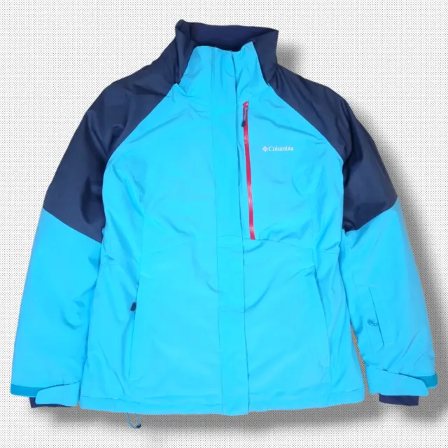 Columbia Ski Jacket Coat Large L Womens Light Blue Omni Tech Heat Full Zip