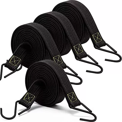 Lot de 10 tendeurs élastiques avec 2 crochets - 60 cm - Noir