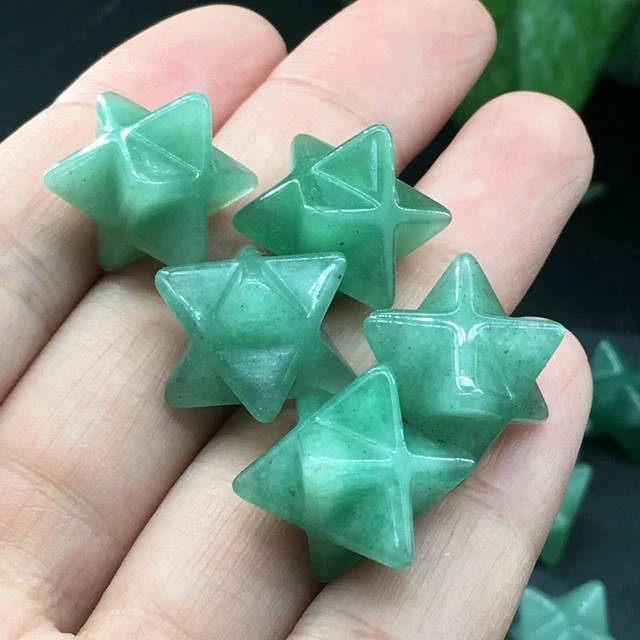 5pcs Natural Aventurine Merkaba Star Carved Quartz Crystal Point Reiki Healing