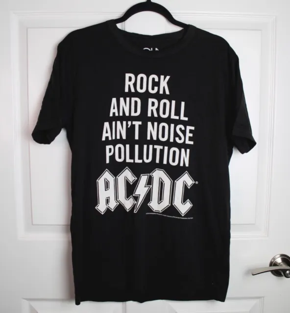 NWT Chaser Lic 2018 AC/DC Black T-Shirt Rock and Roll Ain't Noise Pollution LG