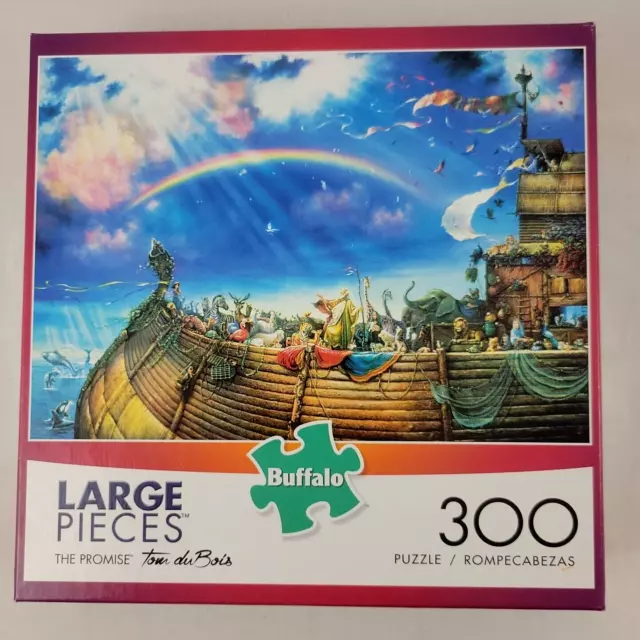 The Promise Noahs Ark Puzzle 300 Pieces Large Buffalo Rainbow Animals RARE NOS
