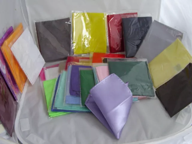 16 Different Polyester Top Pocket Hankies-9" x 9"=23cm-Squares>Job Lot-Wholesale 3