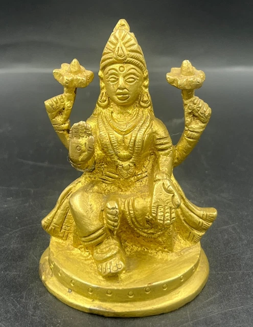 Figurine Hindou Déesse Lakshmi – Skywalk, Métal Doré, Inde