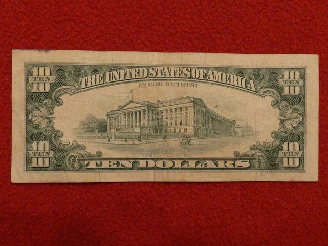 1995 (B) $10 Ten Dollar Bill Federal Reserve Note New York Old Currency #1877 3