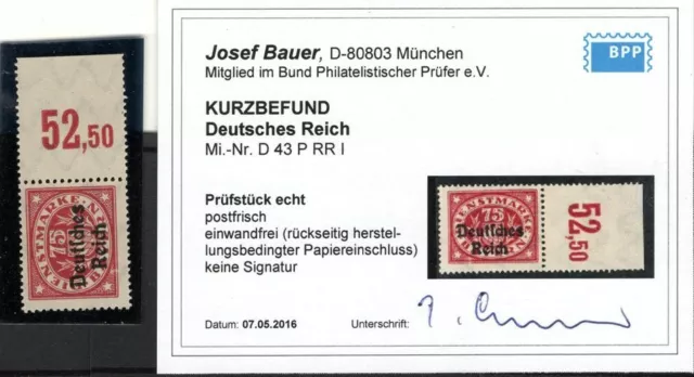 DR-Dienst 43PRRI tadellos ** MNH POSTFRISCH BPP Befund 160EUR (K1995