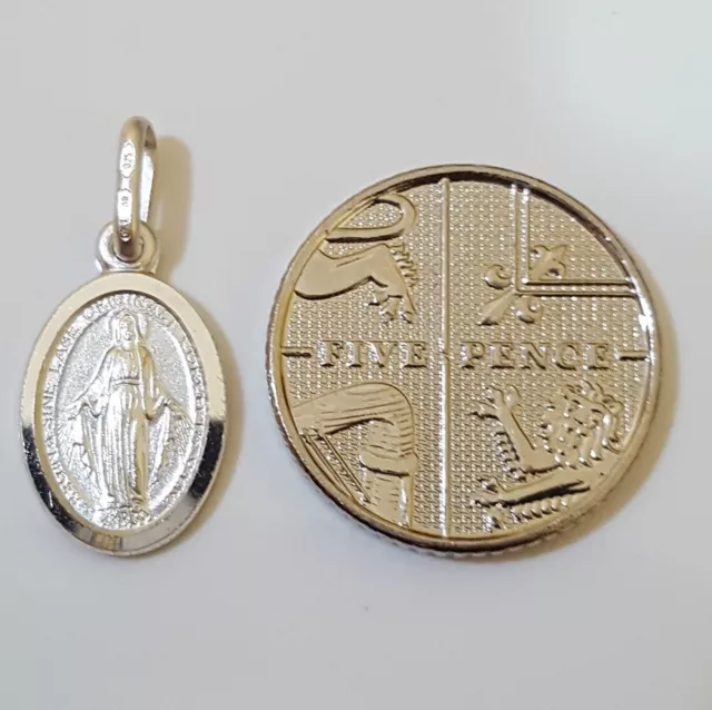 925 solid Sterling Silver 15x10mm Virgin Mary Miraculous Medal Pendant, 2 sides 3