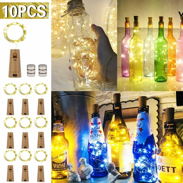 10 Pack 20 LED Wine Bottle Light Copper Cork Wire String Fairy Light Party Decor