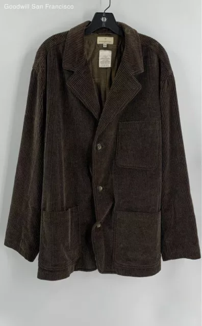 Ermenegildo Zegna Mens Brown Cotton Italy Corduroy Single Breasted Blazer 52