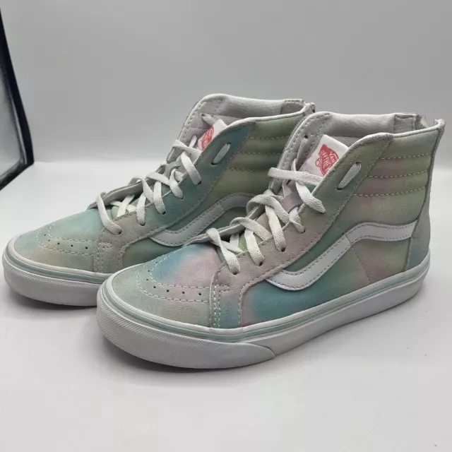 Vans Sk8-Hi Shoes Kids Girls Size 3 Suede Rainbow Pastel Back Zip High Top