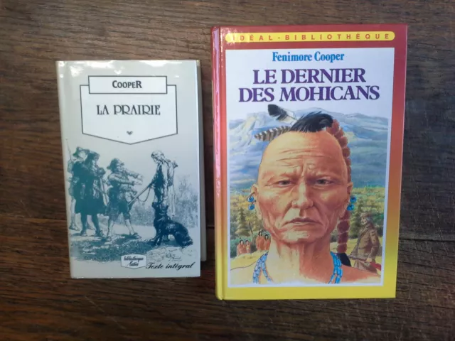 Lot de 2 livres de Fenimore Cooper Le dernier des mohicans + la prairie