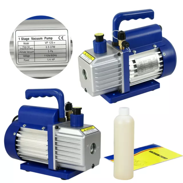 Deep Rotary Vane Vacuum Pump HVAC AC R410a R134 W/Free Oil 3,5CFM 1/4HP Air Tool