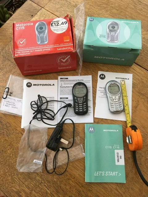 MOTOROLA C115 retro mobile phones very small (TWO OF) working. Orange network?