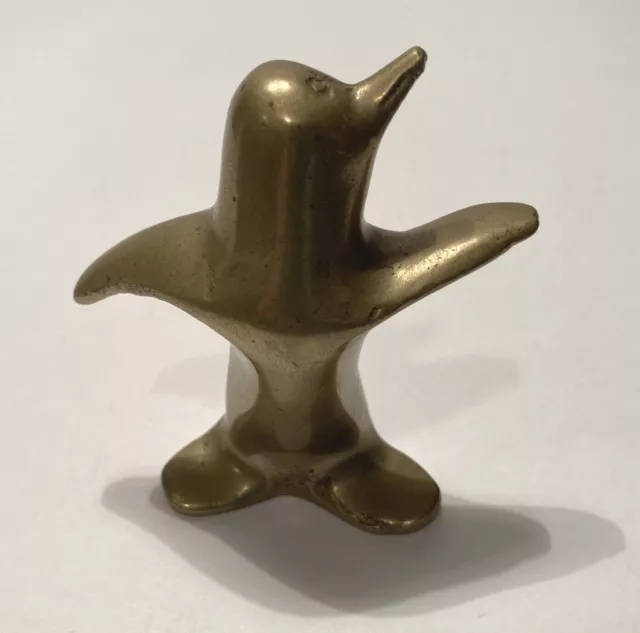 Antique Miniature Brass Penguin - Happy Penguin - 2 1/2 inches