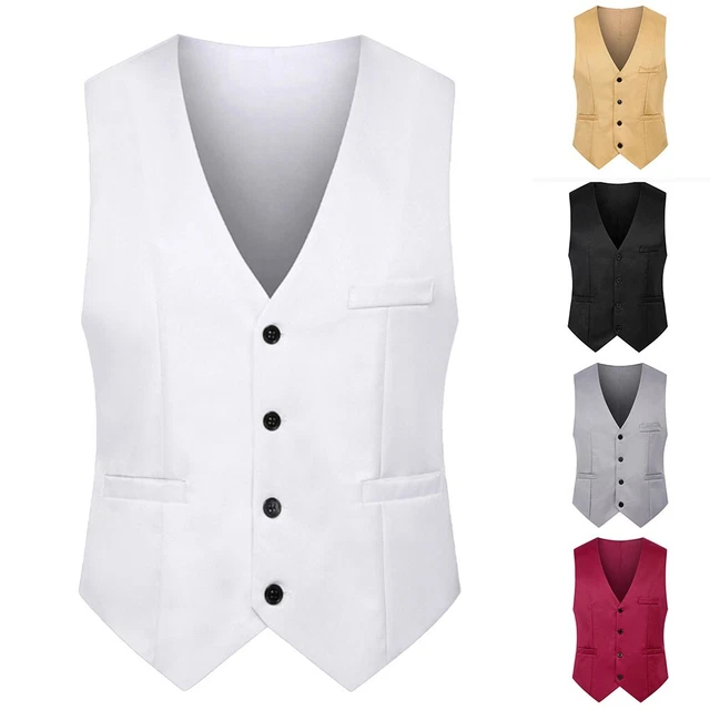Gilet Da Uomo Abbigliamento Slim Estate Doppio Petto Formale Senza Maniche Collo a V