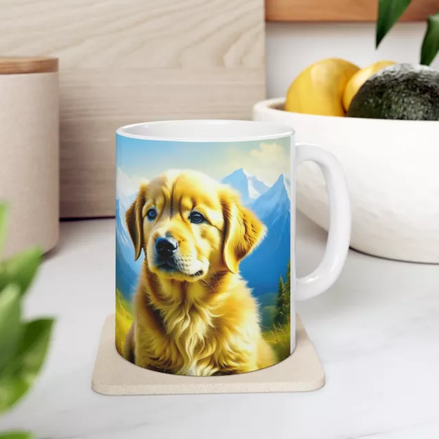 Cute Golden Retriever, Birthday Gift, Ceramic Mug 11oz