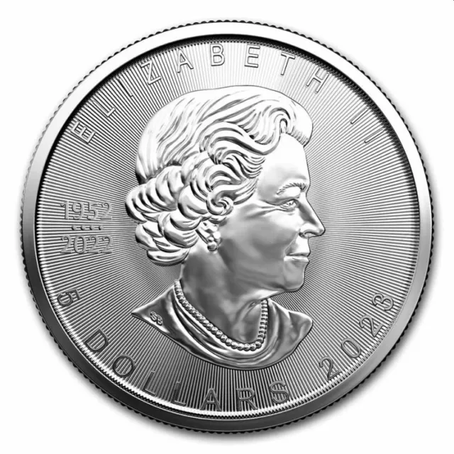 1oz Canada 2023 Foglia d'Acero 1952-2022 QE II Oncia argento 999,9 FDC