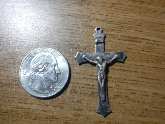 Crucifijo católico vintage de plata esterlina, recuerdo de Ste Anne de Beaupre