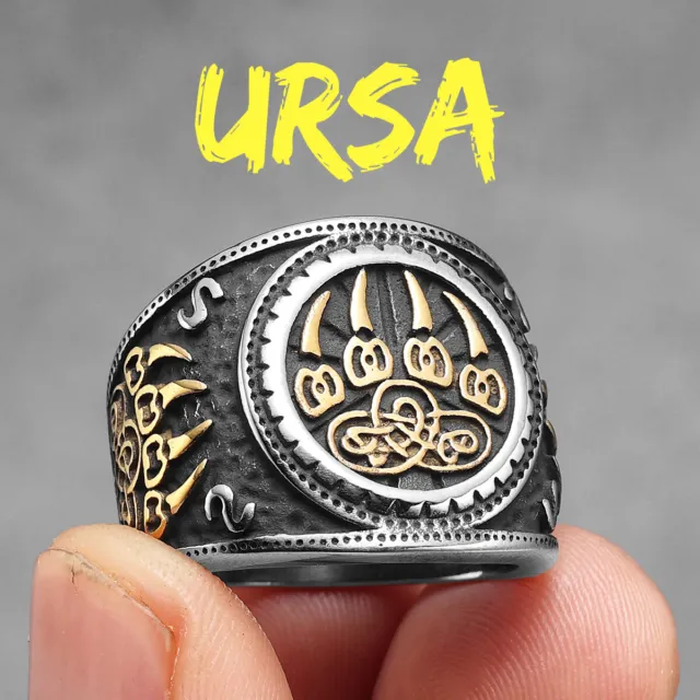 Sculpt Rings™ Viking Runes Wolf Ursa Bear Stainless Steel Ring